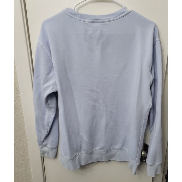 PINK VS Logo sweatshirt light blue/white Y2K Boxy Oversized Women's Size XS Flaw - Picture 2 of 9